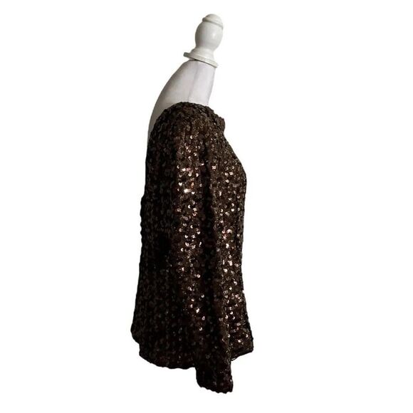 Lilli Diamond Vintage Flapper Style 1950s Sequin Metallic Gold Evening Top US 14 - Picture 9 of 9